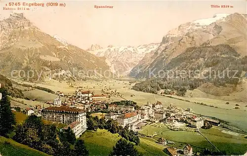 AK / Ansichtskarte Engelberg__OW mit Hahnen Spannoerter und Titlis 