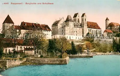 AK / Ansichtskarte Rapperswil_Zuerichsee_BE Burghalde und Schulhaus 