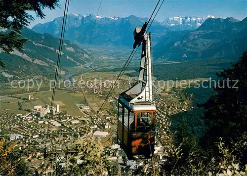 AK / Ansichtskarte Chur_GR mit der Luftseilbahn Brambrueesch Blick in das Churer Rheintal und der Scesaplana Feldpost Chur_GR