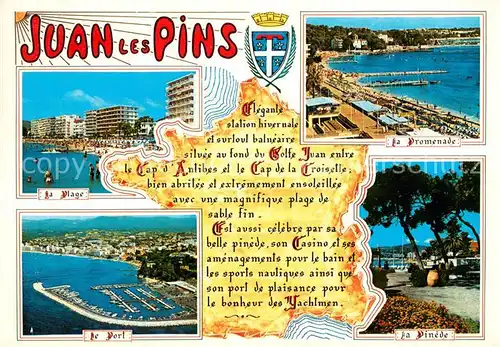 AK / Ansichtskarte Juan les Pins La Plage La Promenade Le Port La Pinede Juan les Pins