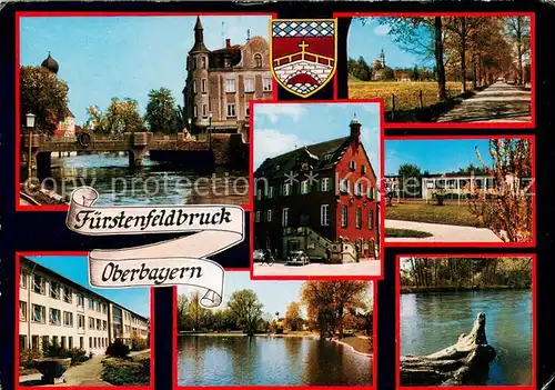 AK / Ansichtskarte Fuerstenfeldbruck Motive Innenstadt Bruecke Parkanlagen Rathaus Partie am Wasser Fuerstenfeldbruck