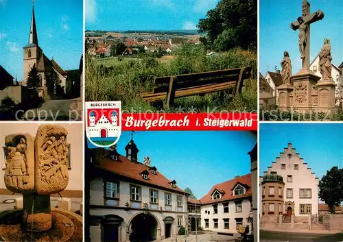 AK / Ansichtskarte Burgebrach Panorama Kirche Kreuz Brunnen Hotel Gasthof Goldener Hirsch Burgebrach