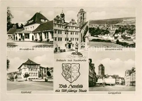 AK / Ansichtskarte Bad_Hersfeld Gesamtansicht Linggplatz Kurhotel Waldelhalle Rathaus Stadtkirche Bad_Hersfeld