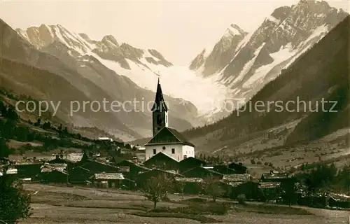 AK / Ansichtskarte Kippel_VS im Loetschental mit Schienhorn Sattelhorn und Langgletscher 