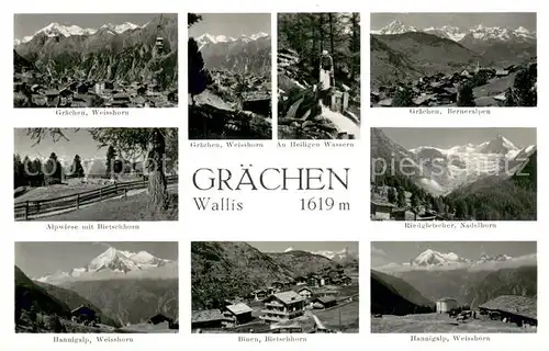 AK / Ansichtskarte Graechen_VS mit Weisshorn An den Hl Wassern Berneralpen Alpwiese Riedgletscher Nadelhorn Hannigalp Binen  Graechen_VS