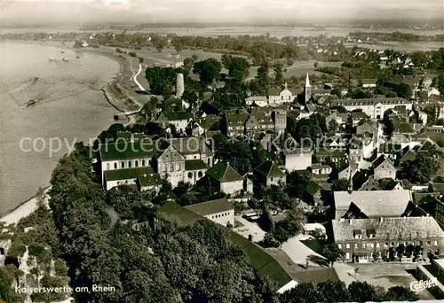 AK / Ansichtskarte Kaiserwerth Fliegeraufnahme Teilansicht m. Rhein Kaiserwerth