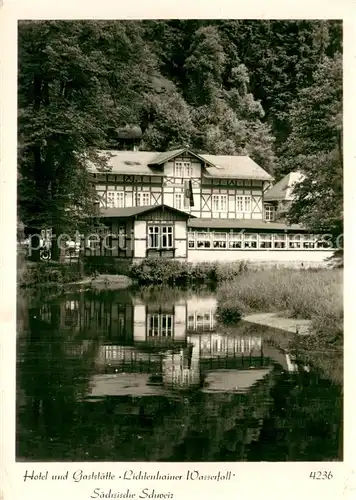 AK / Ansichtskarte Koenigstein_Saechsische_Schweiz Hotel u. Gaststaette Lichthainer Wasserfall Koenigstein_Saechsische