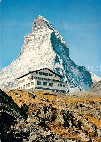AK / Ansichtskarte Zermatt_VS mit Matterhorn und Hotel Schwarzsee Zermatt_VS