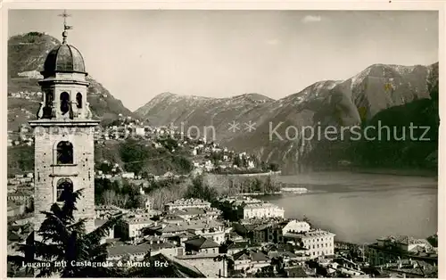 AK / Ansichtskarte Lugano_Lago_di_Lugano mit Castagnola und Monte Bre Lugano_Lago_di_Lugano