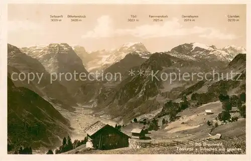 AK / Ansichtskarte Braunwald_GL Blick von Rubschen auf Toedikette  Braunwald GL