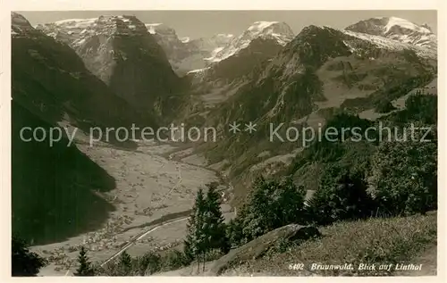 AK / Ansichtskarte Braunwald_GL Blick auf Linthal Braunwald GL