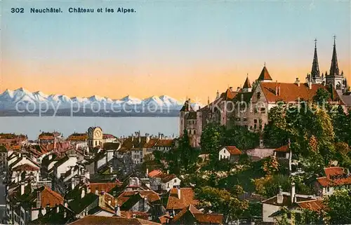 AK / Ansichtskarte Neuchatel_NE Chateau et les Alpes Neuchatel NE