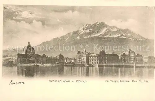 AK / Ansichtskarte Luzern__LU Bahnhof Quai und Pilatus 