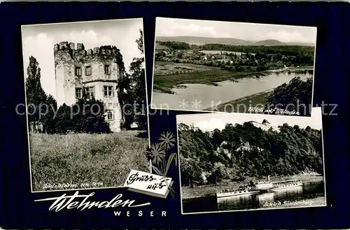 AK / Ansichtskarte Wehrden Schlossturm Panorama Schloss Fuerstenberg Dampfer Wehrden