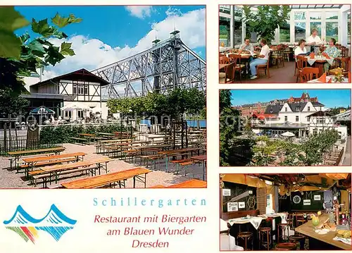 AK / Ansichtskarte Dresden Schillergarten Restaurant am Blauen Wunder Gasstraeume Terrasse Dresden