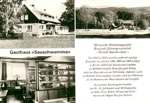 AK / Ansichtskarte Johanngeorgenstadt Gasthaus Sauschwemme Gaststube Hist Orientierungstafel Johanngeorgenstadt