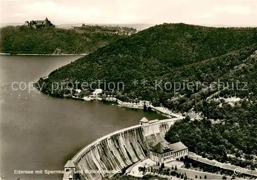 AK / Ansichtskarte Edersee Edersee Sperrmauer Schloss Waldeck Edersee