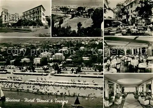 AK / Ansichtskarte Riccione_Italia Fliegeraufnahme Strand und Hotel Vienne u. Touring 