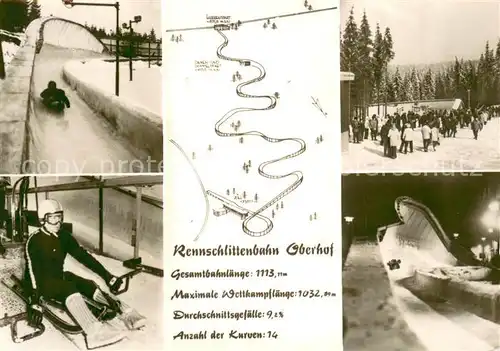 AK / Ansichtskarte Oberhof_AG Rennschlittenbahn Oberhof Details Oberhof_AG