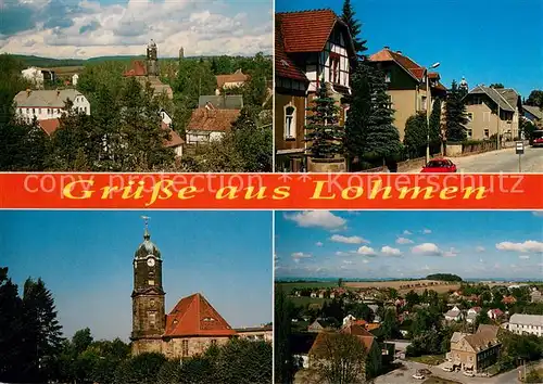 AK / Ansichtskarte Lohmen_Sachsen mit Alter Schule und Kirche Bachsteinstrasse Kirchturm Lohmen Sachsen