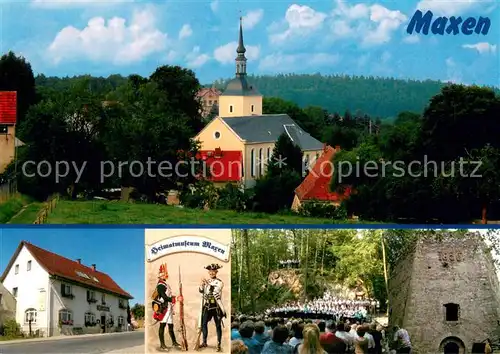 AK / Ansichtskarte Maxen Kirche Gasthof Heimatmuseum Naturbuehne Kalkofen Maxen