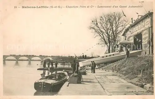 AK / Ansichtskarte Maisons Laffitte_78 Chantiers Pitre et Cie Lancement dun Canot Automobile 