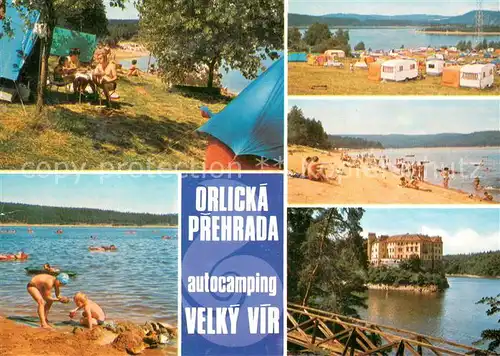 AK / Ansichtskarte Orlicka_Prehrada_CZ Autocamping Velky Vir Badestrand 