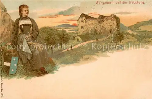 AK / Ansichtskarte Aargau_Kanton Aargauerin auf der Habsburg Aargau Kanton