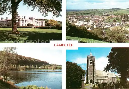 AK / Ansichtskarte Lampeter_Ceredigion St Davids University Falcondale Lake Lampeter St Peters Church 