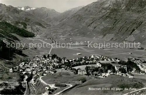 AK / Ansichtskarte Andermatt_UR Fliegeraufnahme mit Furka 