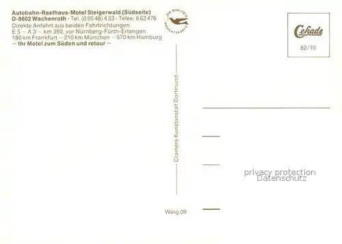 AK / Ansichtskarte Wachenroth Autobahn Rasthaus Motel Steigerwald Nuernberg Bamberg Rothenburg o.d. Tauber Wachenroth