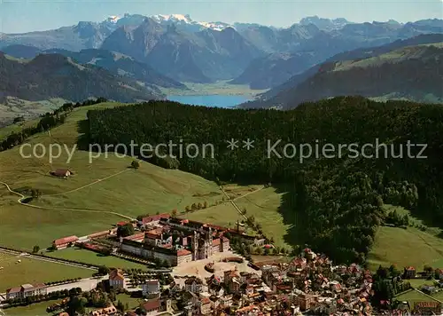 AK / Ansichtskarte Einsiedeln_SZ Fliegeraufnahme mit Kloster Einsiedeln SZ