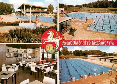 AK / Ansichtskarte Freilassing Stadtbad Schwimmbecken Gastraum Freilassing