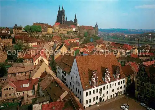 AK / Ansichtskarte Meissen_Elbe_Sachsen Blick ueber die Stadt vom Turm der Frauenkirche mit Markt Rathaus und Albrechtsburg Meissen_Elbe_Sachsen