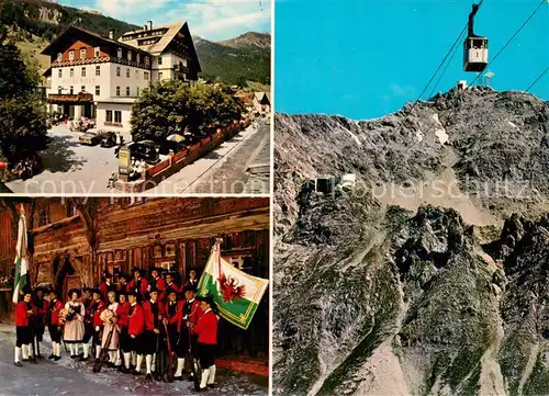 AK / Ansichtskarte St_Anton_Arlberg Hotel Resi mit Vallugabahn und Schuetzenkompanie St_Anton_Arlberg