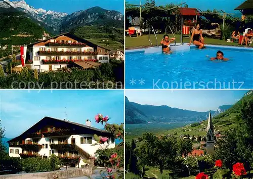 AK / Ansichtskarte Tramin_Weinstrasse  Pension Rechtenthal Pool Panorama Tramin_Weinstrasse 