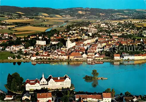 AK / Ansichtskarte Schaerding_Inn Fliegeraufnahme mit Institut der Engl Fraeulein Schloss Neuhaus  Schaerding Inn