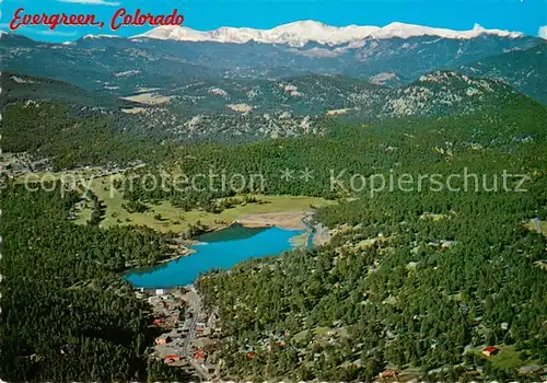 AK / Ansichtskarte Evergreen_Colorado Evergreen Lake and Dam Aerial view Evergreen Colorado