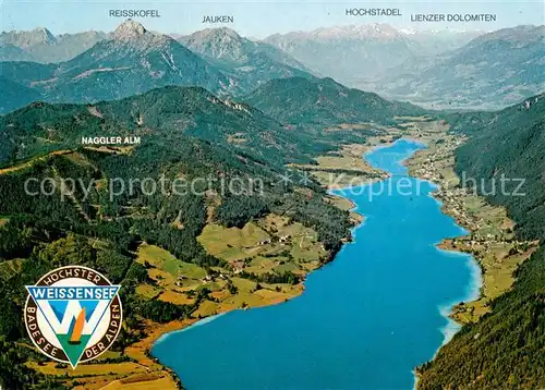 AK / Ansichtskarte Weissensee_Kaernten Fliegeraufnahme Drautal mit Lienz und den Dolomiten Weissensee Kaernten