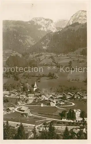 AK / Ansichtskarte Erlenbach_Simmental Gesamtansicht m. Berg Panorama Feldpost Erlenbach_Simmental