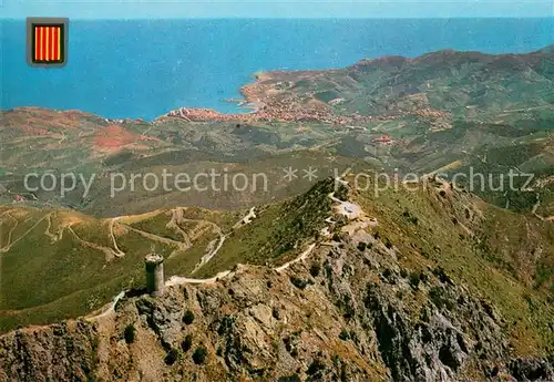 AK / Ansichtskarte Banyuls sur Mer Lumiere et couleurs de la Cote Vermeille Tour de Madeloch vue aerienne Banyuls sur Mer