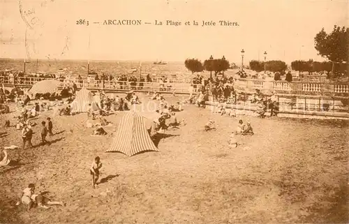 AK / Ansichtskarte Arcachon_33 La plage et la Jetee Thiers 