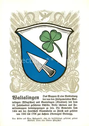 AK / Ansichtskarte Waltalingen_ZH Das Wappen 