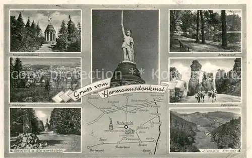 AK / Ansichtskarte Hermannsdenkmal Hiddesen Bismarckstein Externsteine Lippische Schweiz Hermannsdenkmal