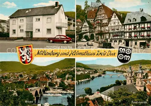 AK / Ansichtskarte Miltenberg_Main Heimathaus Kreis Dux Marktplatz Bruecke Total Ansicht Miltenberg Main