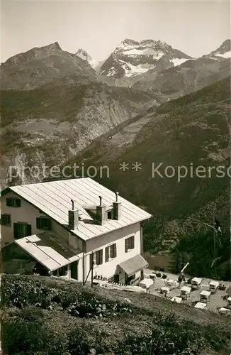 AK / Ansichtskarte Saas Fee Restaurant Fletschhorn mit Fletschhorn und Laquinhorn Saas Fee