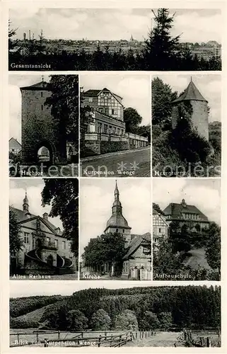 AK / Ansichtskarte Ruethen_Moehne Panorama Hachtor Kurpension Wenge Hexenturm Altes Rathaus Kirche Aufbauschule  Ruethen Moehne