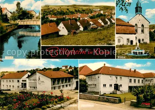 AK / Ansichtskarte Billigheim_Baden Bruecke Panorama Kirche St Lukas Caritasheime Schulhaus Billigheim_Baden