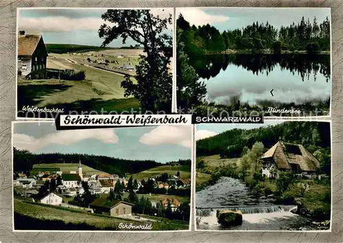 AK / Ansichtskarte Schoenwald_Schwarzwald Weissenbachtal Blindensee Panorama Schwarzwaldhaus Schoenwald Schwarzwald
