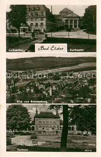 AK / Ansichtskarte Bad_Elster Sachsenhof Kurtheater Blick vom Brunnenberg Kurhaus Bad_Elster